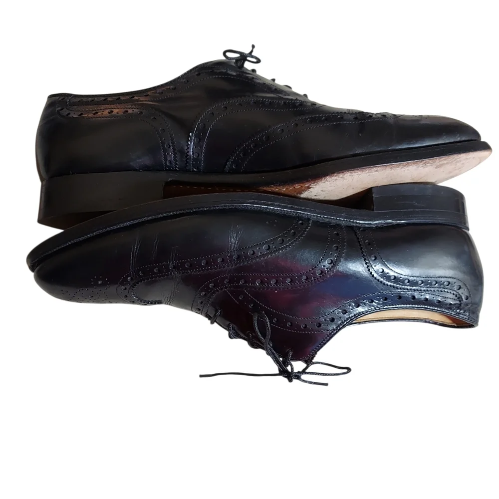 Johnston & Murphy Black Leather Aristocraft Vintage wingtip oxford dress shoes